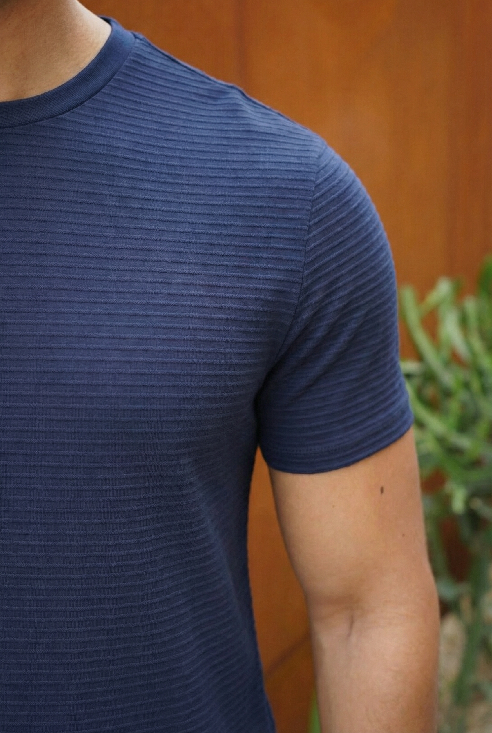 CAPO Mercerised Ribbed Navy T-Shirt